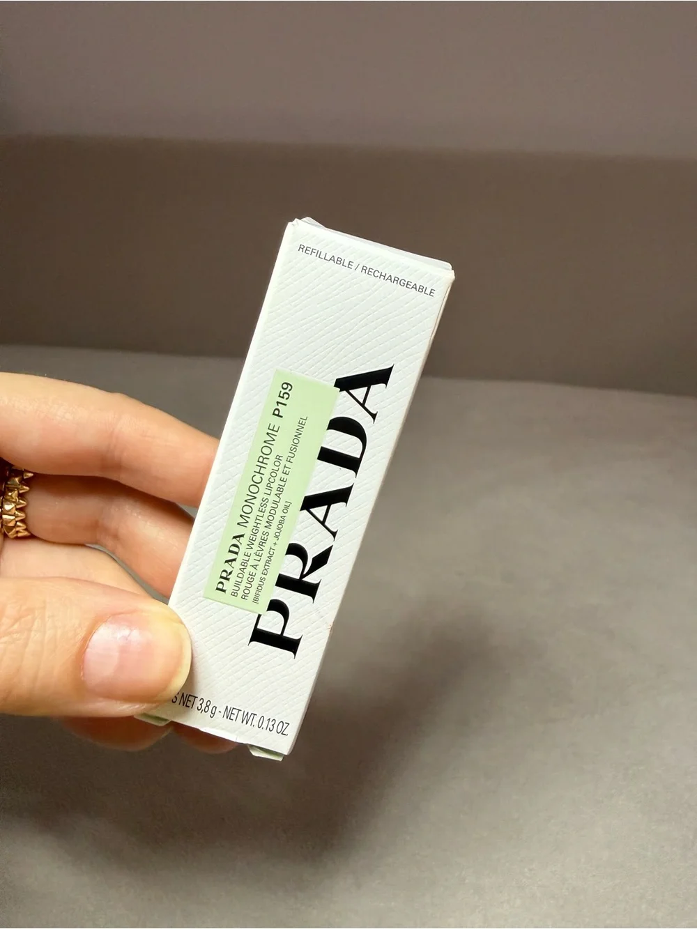 Prada Monochrome Soft Matte Lipstick - White Box with Light Green Label